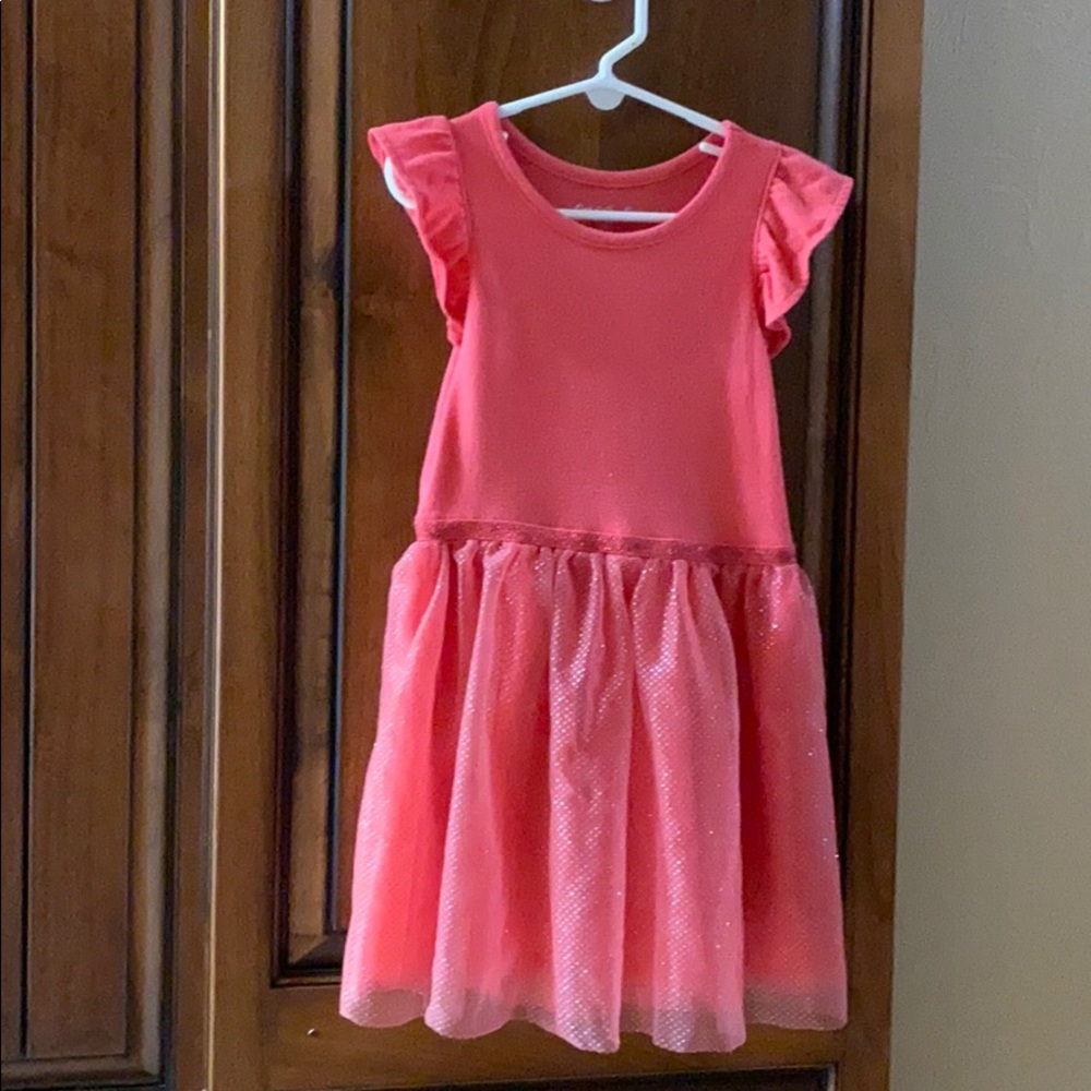 Girls coral tulle Dress worn once size 5T